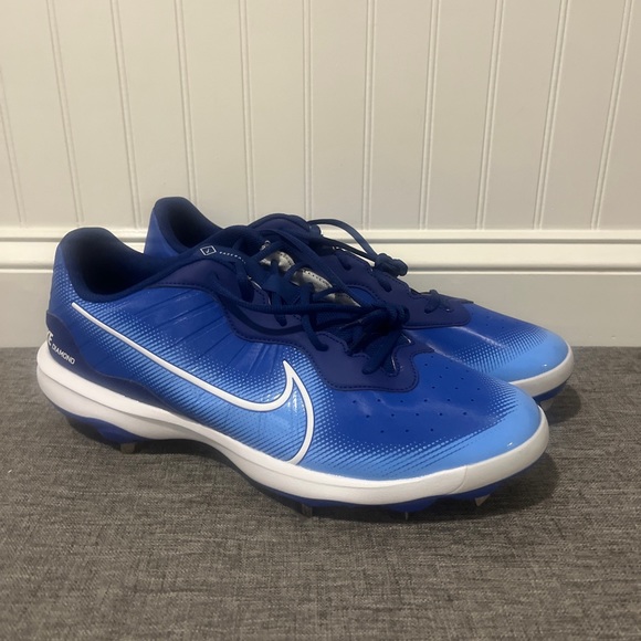 NEW Mens Nike Alpha Huarache Varsity 4 Low Baseball Blue/White Sz 15 DJ6516-414 - Picture 1 of 10